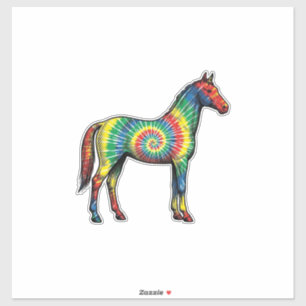 Pegatina Caballo Tie Dye Grabado Antiguo Arte Vectorial