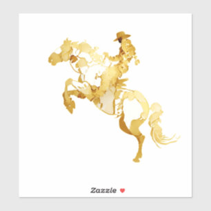 Pegatina Caballo y Jinete Dorado Abstracto
