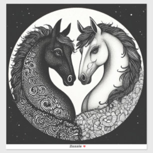 Pegatina Caballos blancos y negros
