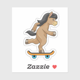 Pegatina Caballos como patinador con patineta