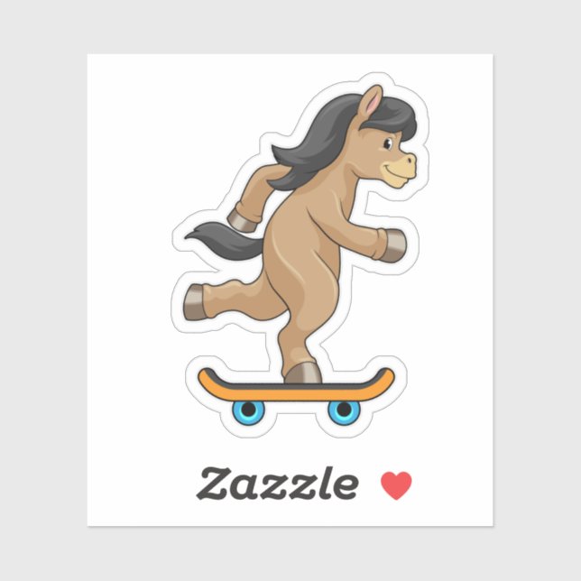 Pegatina Caballos como patinador con patineta (Hoja)