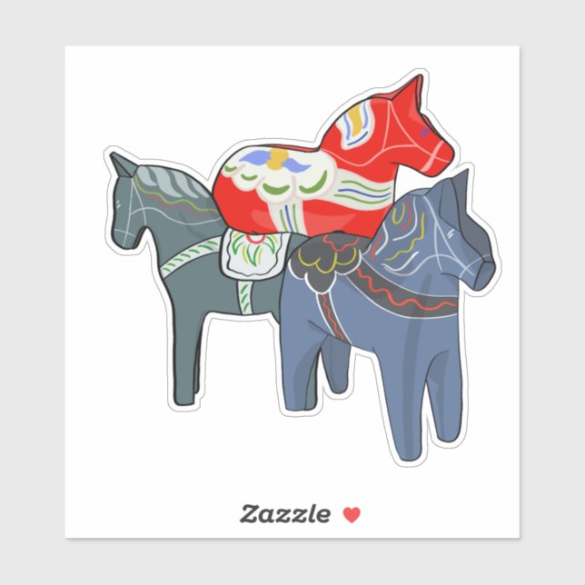 Pegatina Caballos de Dala (Hoja)