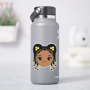 Pegatina Cabello trenzado de Chica negro