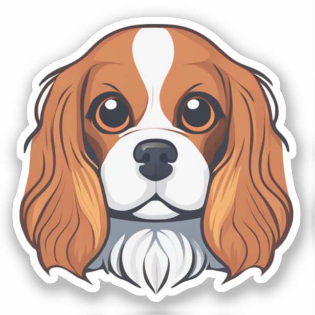 Pegatina Cabeza de Cavalier king charles (Anverso)