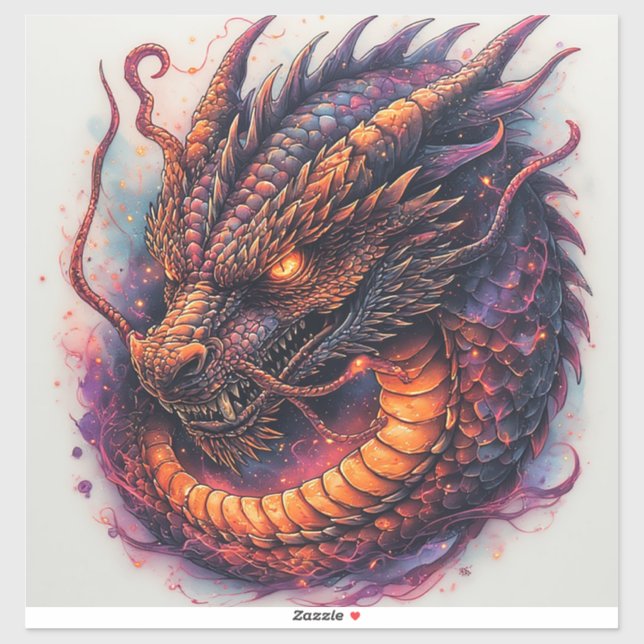 Pegatina Cabeza de Dragón con Ojos Fieros (Hoja)
