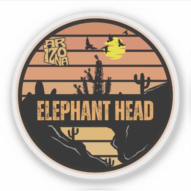 Pegatina Cabeza de Elefante, Arizona (Anverso)