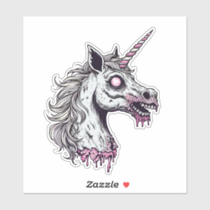 Pegatina Cabeza de Zombi Unicornio