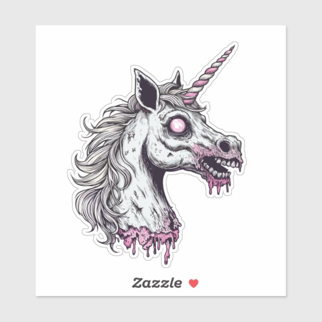 Pegatina Cabeza de Zombi Unicornio (Hoja)