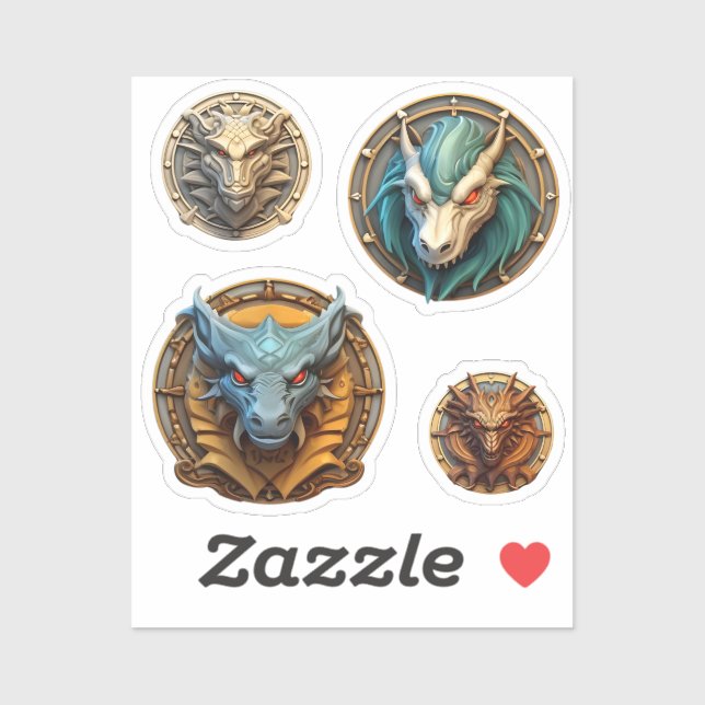 Pegatina Cabezas de dragón (Hoja)