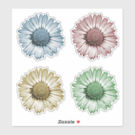 Pegatina Cabezas de flores de margarita lindas conjunto de