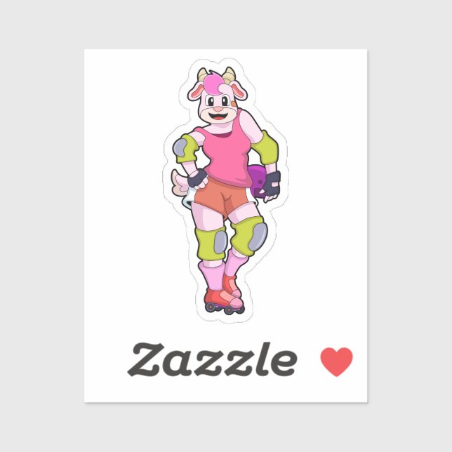 Pegatina Cabra como patinador en línea con patines en línea (Hoja)