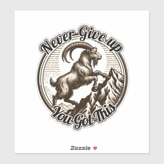 Pegatina Cabra Montés Trepadora Capricornio Nunca te Rindas (Hoja)