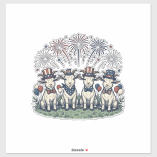 Pegatina Cabras Patrióticas Fuegos Artificiales Diseño de C