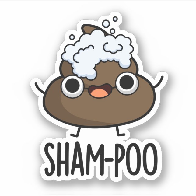 Pegatina Caca graciosa de Sham-poo con chuleta de burbujas  (Anverso)