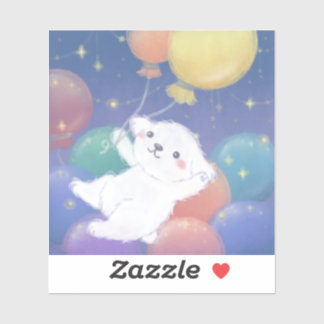 Pegatina Cachorro Adorable con Globos y Estrellas