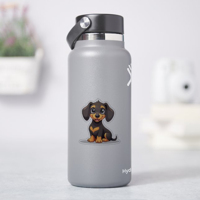 Pegatina Cachorro adorable de Dachshund – Sticker Pastel (hidrofrasco)