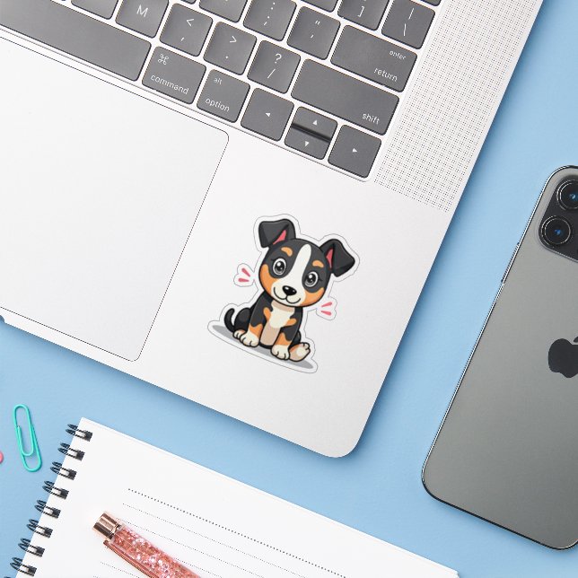 Pegatina Cachorro Adorable de Manchester Terrier – Sticker  (Ordenado portátil con iPhone)