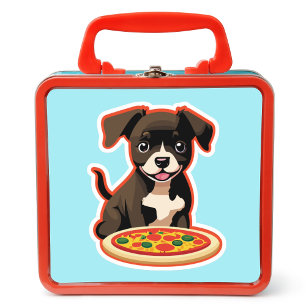 Pegatina Cachorro adorable y pizza