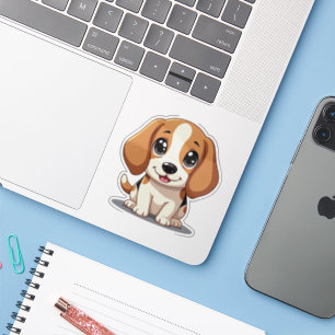 Pegatina Cachorro Beagle Juguetón – Estilo Pastel Adorable