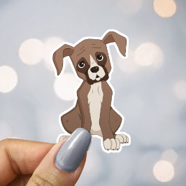 Pegatina Cachorro Boxer Marrón Adorable Amante de Perros