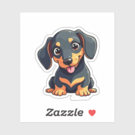 Pegatina Cachorro Dachshund Kawaii Romántico – Diseño Paste