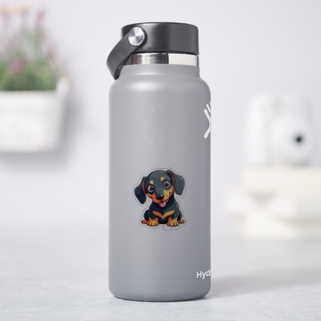 Pegatina Cachorro Dachshund Kawaii Romántico – Diseño Paste (hidrofrasco)