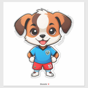 Pegatina Cachorro de dibujos animados lindo jugador de fútb