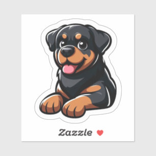 Pegatina Cachorro de Rottweiler de dibujos animados descans