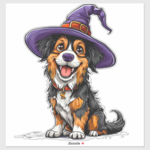 Pegatina Cachorro Divertido de Halloween con Disfraz de Som