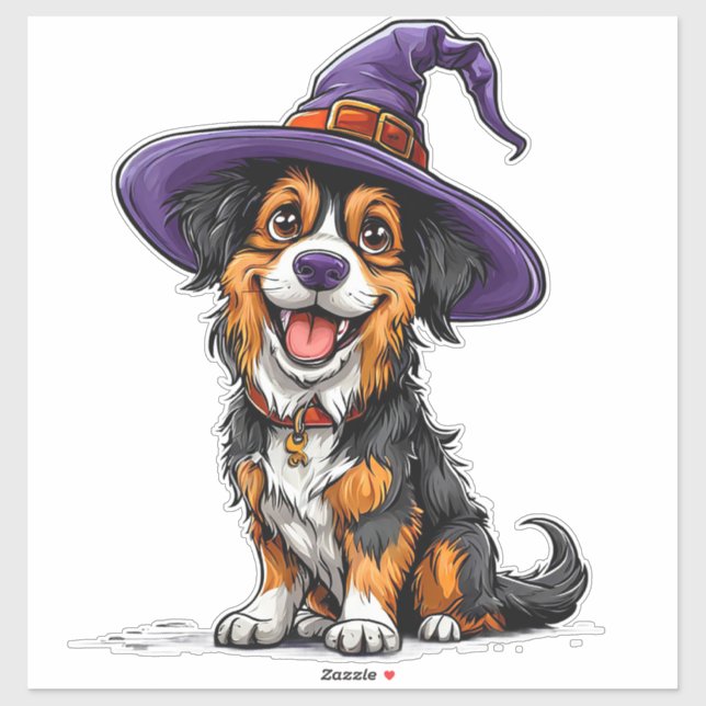Pegatina Cachorro Divertido de Halloween con Disfraz de Som (Hoja)