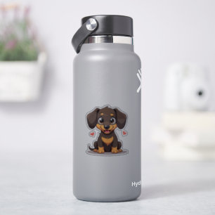 Pegatina Cachorro Feliz de Dachshund – Arte Chibi