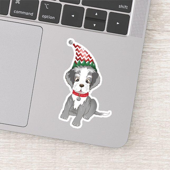 Pegatina Cachorro festivo de Schnauzer miniatura (Detalle)