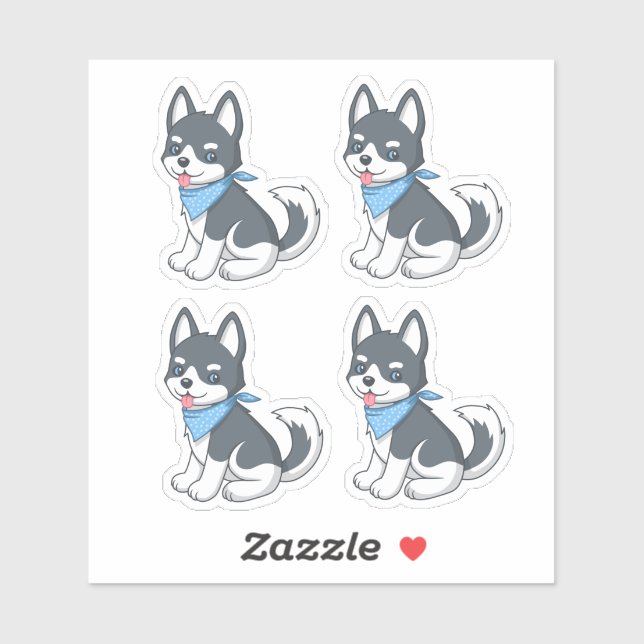 Pegatina Cachorro Husky Lindo 4 (Hoja)
