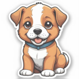Pegatina Cachorro Juguetón con Lengua Fuera
