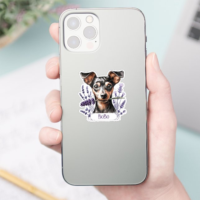 Pegatina Cachorro Personalizado – Min Pin (Teléfono)
