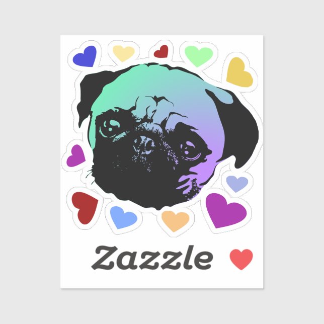 Pegatina Cachorro Pug PopArt Estilo Retro (Hoja)