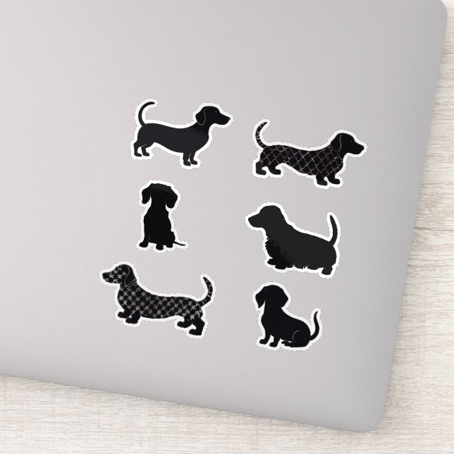 Pegatina Cachorros adorables Silueta de perro salchicha Rec (Detalle)