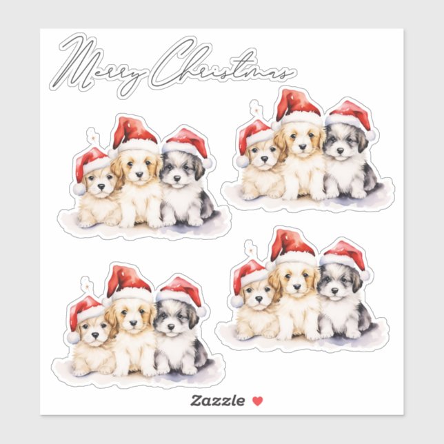 Pegatina Cachorros de Navidades superadorables (Hoja)