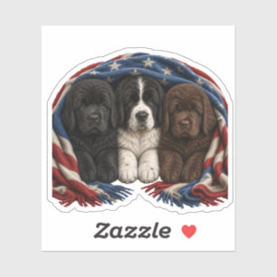 Pegatina Cachorros Patrióticos Newfie – Personalizables