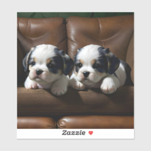 Pegatina Cachorros Super Adorables en el Sofá 1