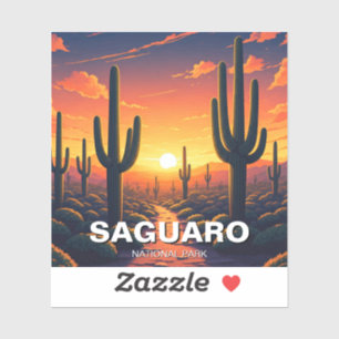 Pegatina Cacti en el recuerdo del Parque Nacional Saguaro