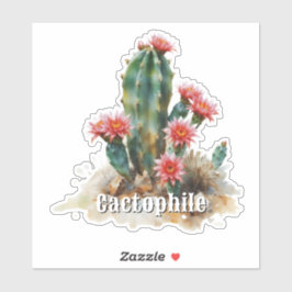 Pegatina Cactophile Flowering Cactus Custom-Cut Vinyl