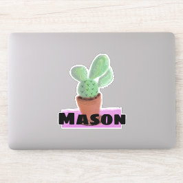 Pegatina Cactus Acuarela en Maceta Nombre Personalizado