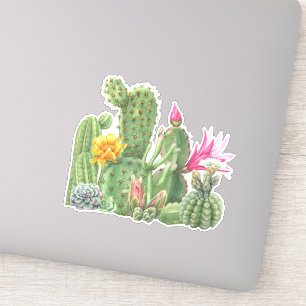 Pegatina Cactus Blooming Garden Watercolor Southwest Desert