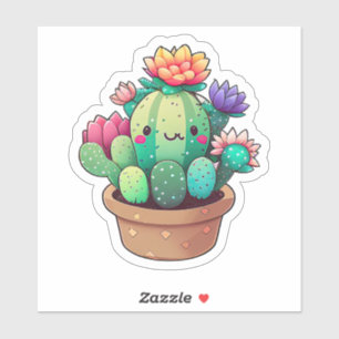 Pegatina Cactus coloridos en una olla