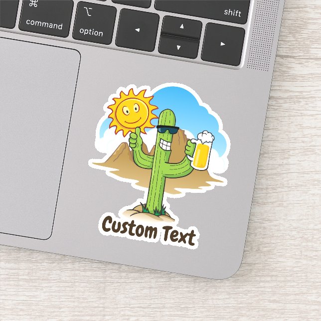 Pegatina Cactus con cerveza (Detalle)