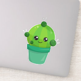 Pegatina Cactus Cute, Cactus Kawaii, Cactus Verde, Pot