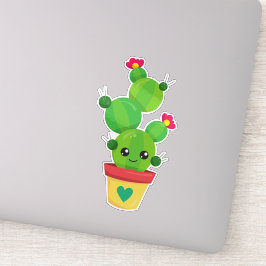 Pegatina Cactus Cute, Cactus Verde, Cactus Kawaii, Flores