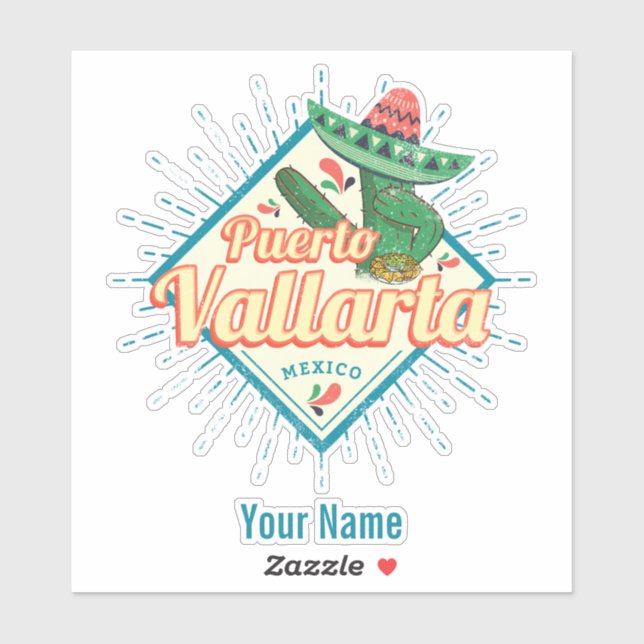 Pegatina Cactus de baile de Puerto Vallarta Jalisco México (Hoja)