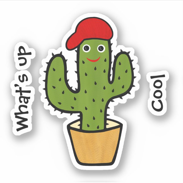 Pegatina Cactus de color verde (Anverso)